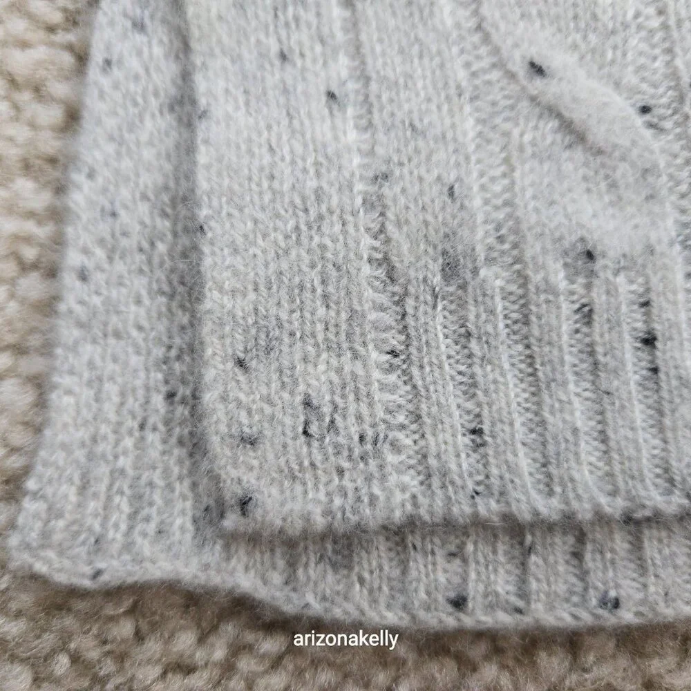 Speckled Cashmere Cable Knit Creme Oversized Scarf